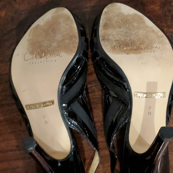 Cole Haan Nike Air Black Patent Open Toe Sling Bac - Picture 4 of 9